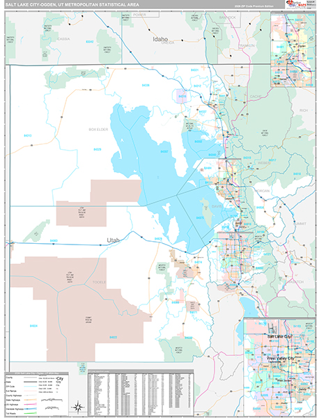 Salt Lake City, UT Metro Area Wall Map
